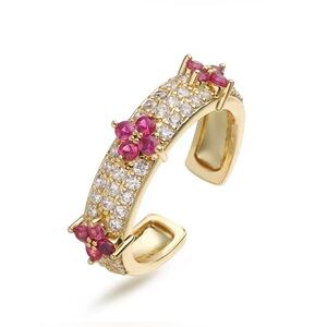 PINK GOLD CZ FLORETTE ADJUSTABLE RING